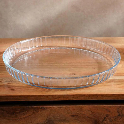 Esme Round Glass Flan Dish -Clear - 30x30 cm Pan Home