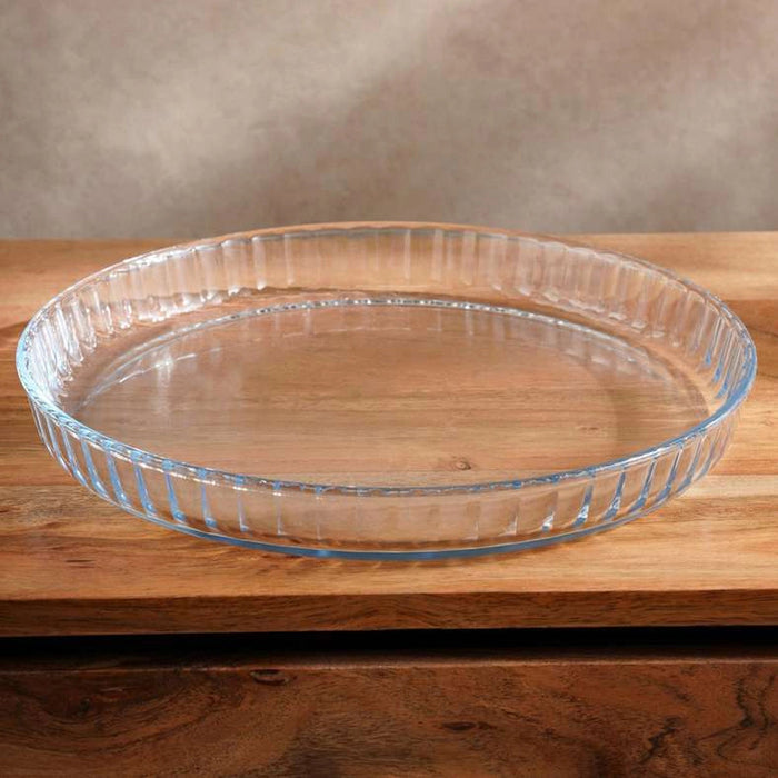 Esme Round Glass Flan Dish -Clear - 30x30 cm Pan Home