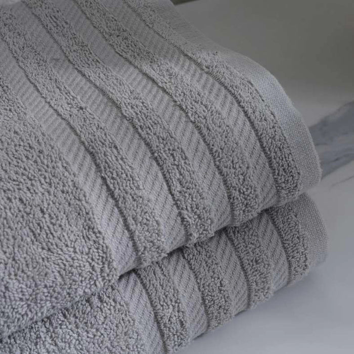 Essential 2 Pieces Bath Towel Set - Grey Pan Home