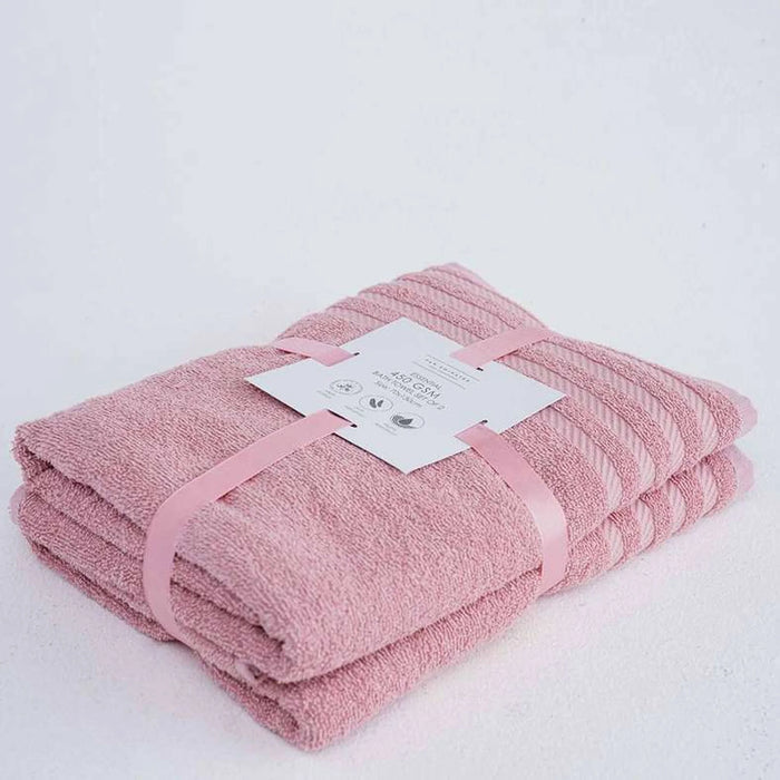 Essential 2 Pieces Bath Towel Set 70X130Cm - Pink