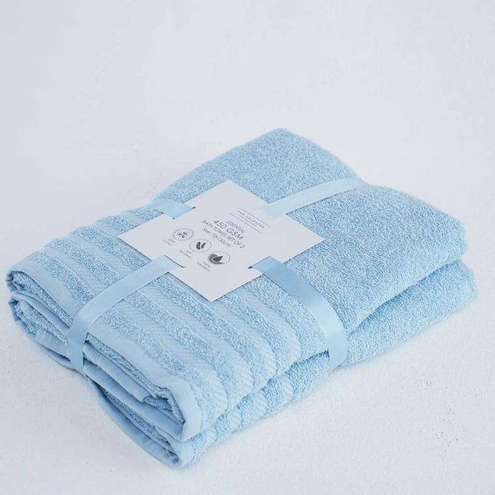 Essential 2 Pieces Bath Towel Set 70X130Cm - Sky Blue