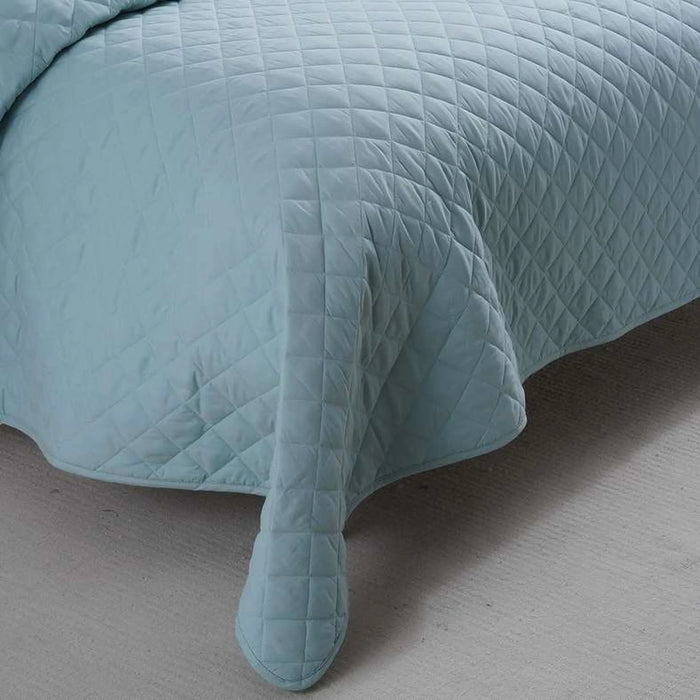 Essential 3-Piece Diamond Quilted Bedspread Set 160X220Cm - Blue