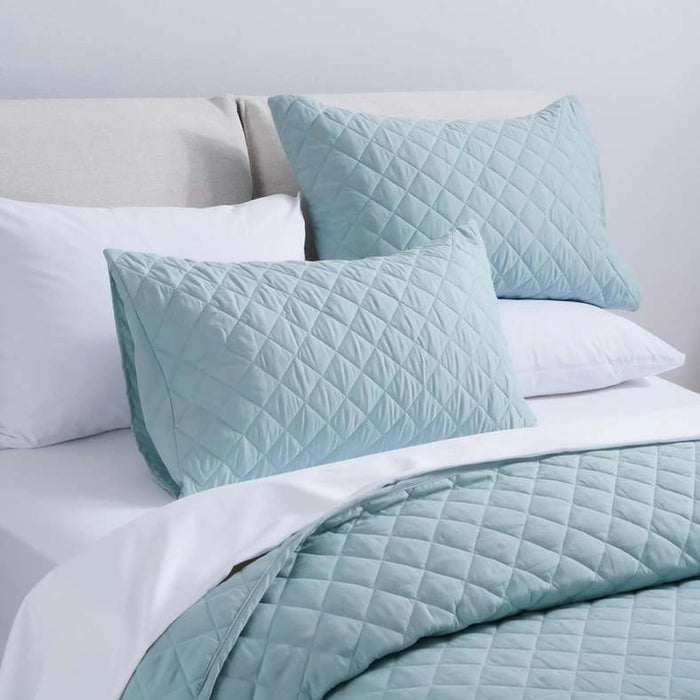 Essential 3-Piece Diamond Quilted Bedspread Set 160X220Cm - Blue