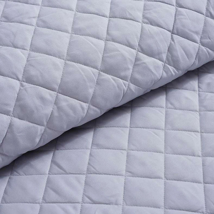 Essential 3-Piece Diamond Quilted Bedspread Set - Grey Pan Home