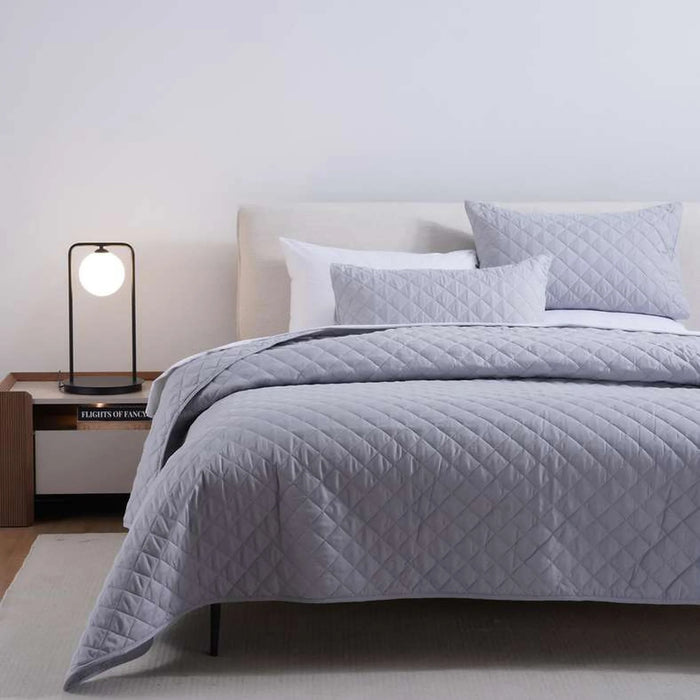 Essential 3-Piece Diamond Quilted Bedspread Set 220X240Cm - Grey