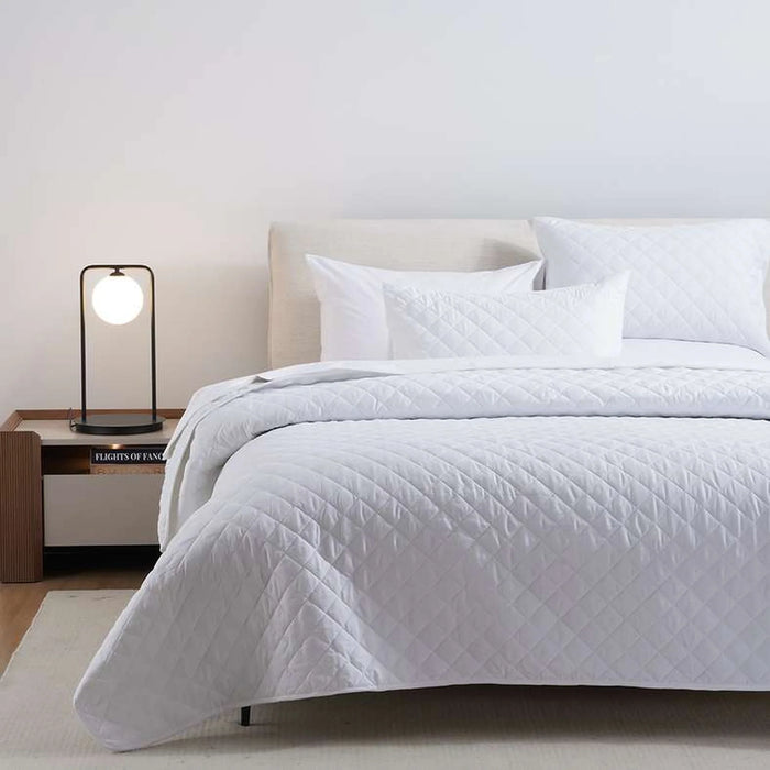 Essential 3-Piece Diamond Quilted Bedspread Set 220X240Cm - White
