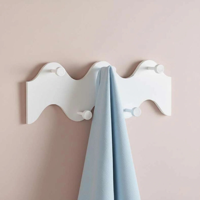 Essential 5 Hook Kids Wall Shelves-40X15X8Cm -White