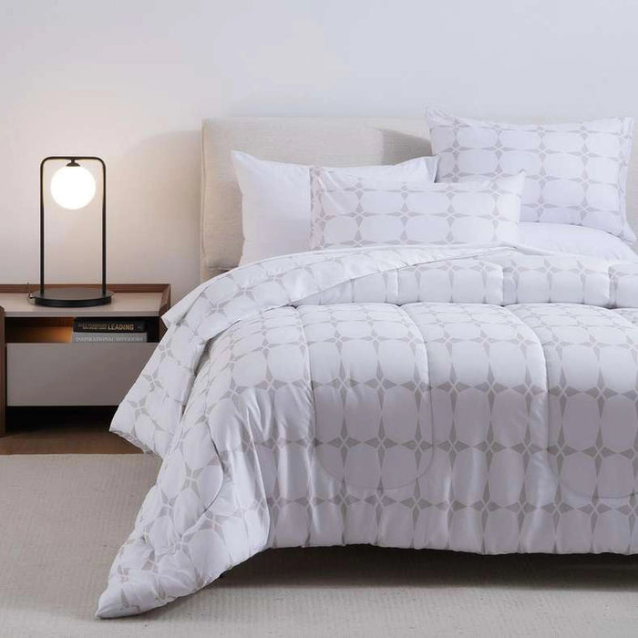 Essential Geo 3-Piece Comforter Set- Beige Pan Home