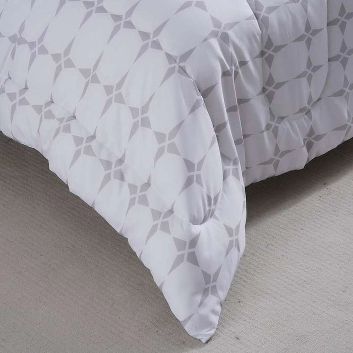Essential Geo 3-Piece Comforter Set 160X220Cm - Grey