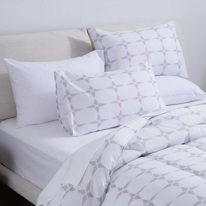 Essential Geo 3-Piece Comforter Set 160X220Cm - Grey