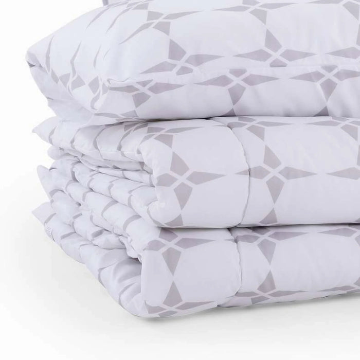 Essential Geo 3-Piece Comforter Set 240X260Cm - Grey