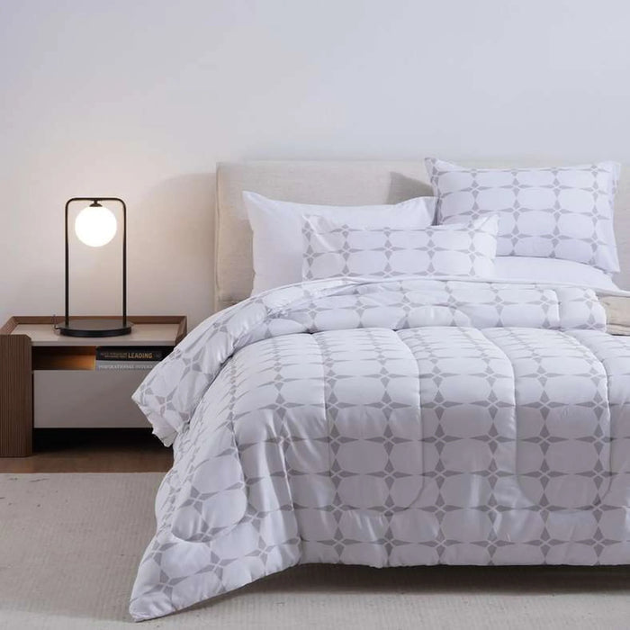 Essential Geo 3-Piece Comforter Set 240X260Cm - Grey