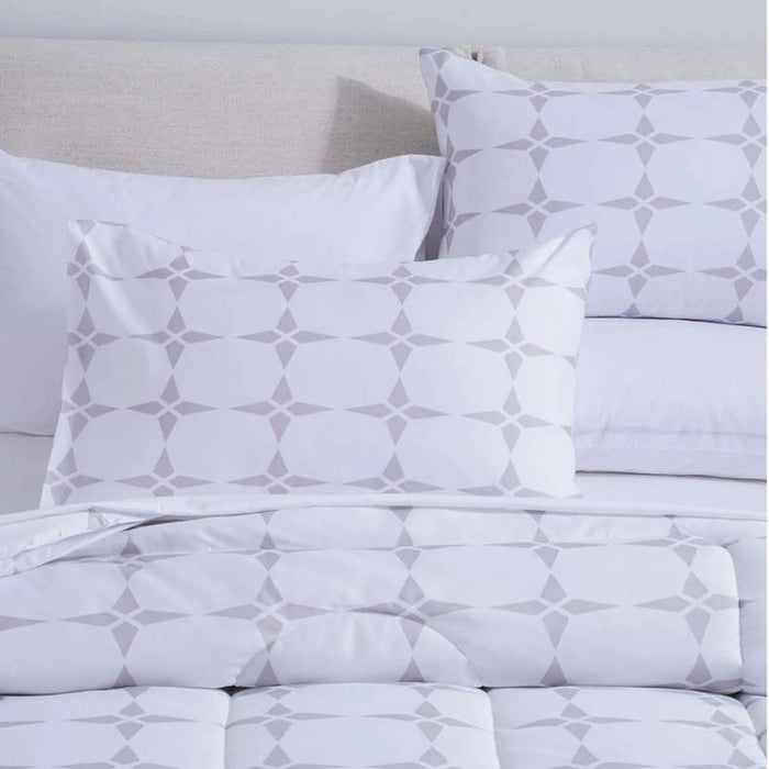 Essential Geo 3-Piece Comforter Set 240X260Cm - Grey
