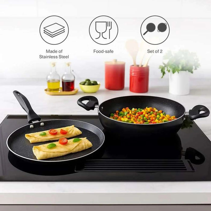 Essentials 2-Piece Cookware Set -Black Pan Home