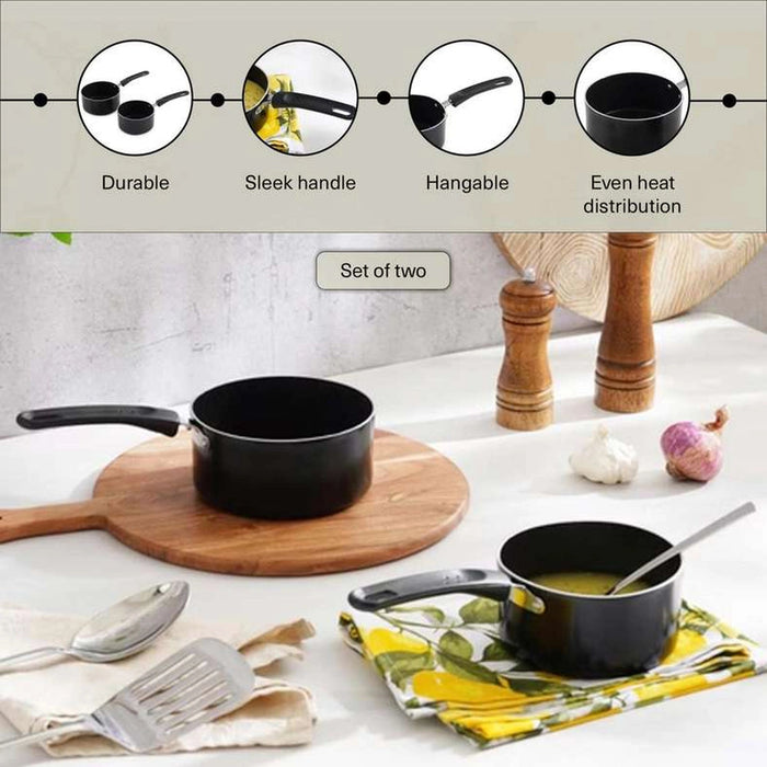 Essentials 2-Piece Sauce Pan - Black Pan Home