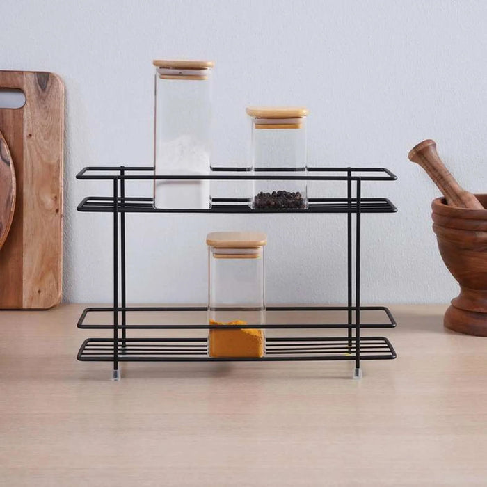 Essentials 2-Tier Spice Rack 33X8X22Cm - Black