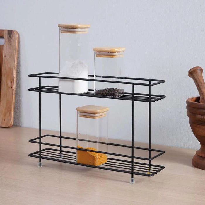 Essentials 2-Tier Spice Rack 33X8X22Cm - Black
