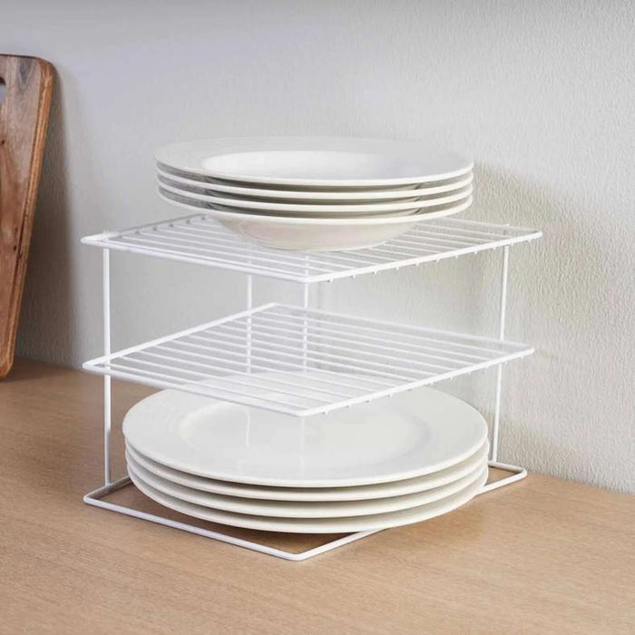 Essentials 3-Tier Plate Organizer 25X25X20Cm - White Pan Home