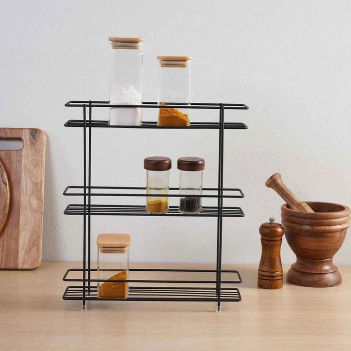 Essentials 3-Tier Spice Rack 33X8X28Cm - Black