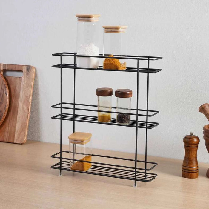 Essentials 3-Tier Spice Rack 33X8X28Cm - Black