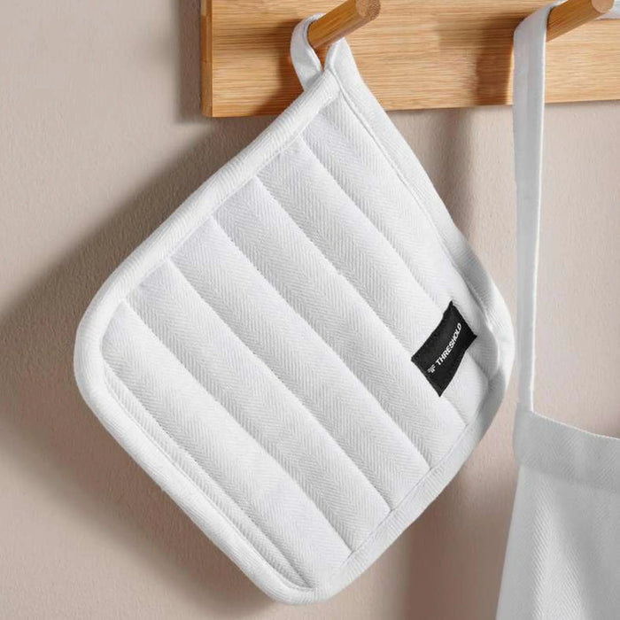 Essentials 3Piece Kitchen Apron With Glove And Potholder Set - White