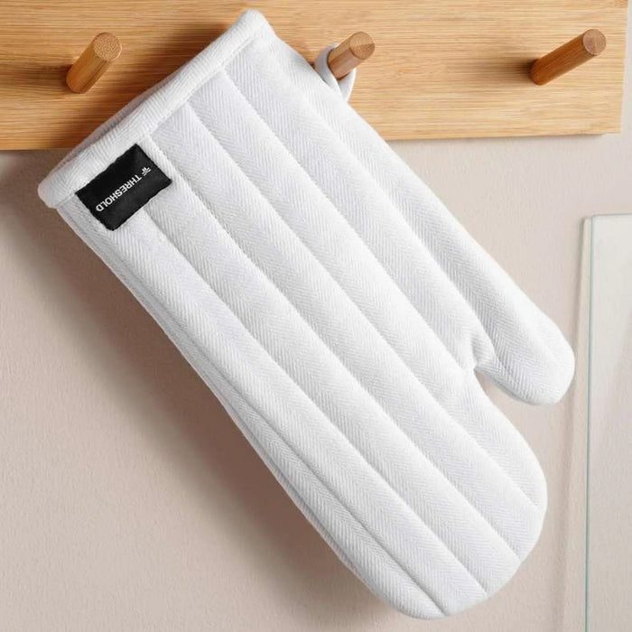 Essentials 3Piece Kitchen Apron With Glove And Potholder Set - White