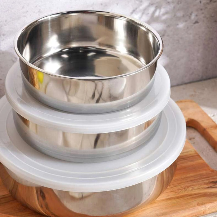Essentials 5-Piece Food Container With Lid -Chrome