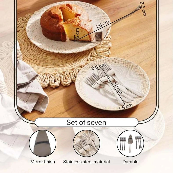Essentials 7-Piece Cake Serving Set - Chrome Pan Home