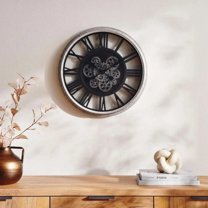 Esther Wall Clock With Gear 50.8X50.8X8.8cm- Black Pan Home