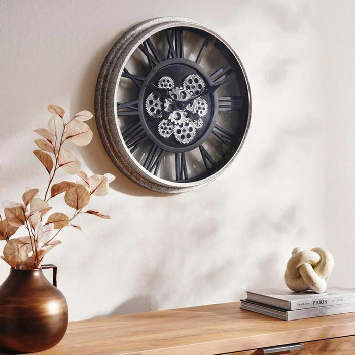 Esther Wall Clock With Gear 50.8X50.8X8.8cm- Black Pan Home