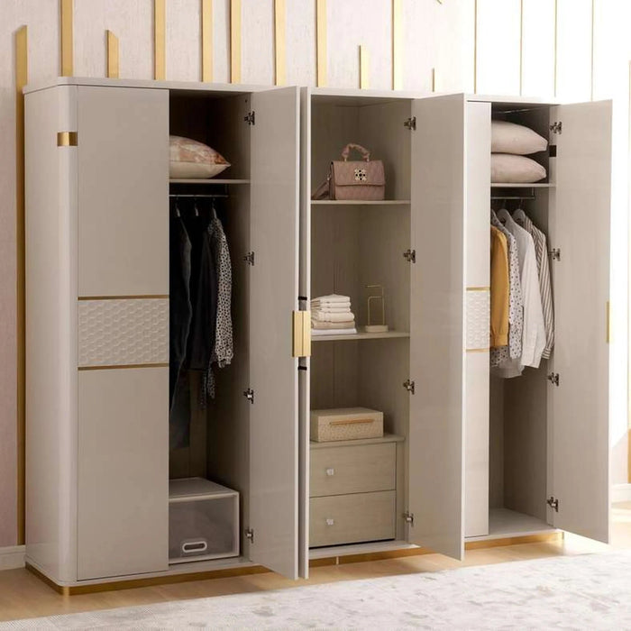Etna 6 Door Wardrobe - Grey High Gloss Pan Home