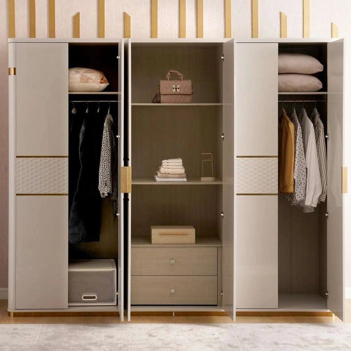 Etna 6 Door Wardrobe - Grey High Gloss Pan Home