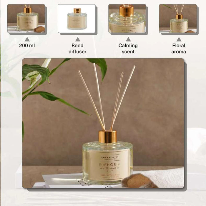Euphoria White Amber Lily Reed Diffuser 200Ml - Clear