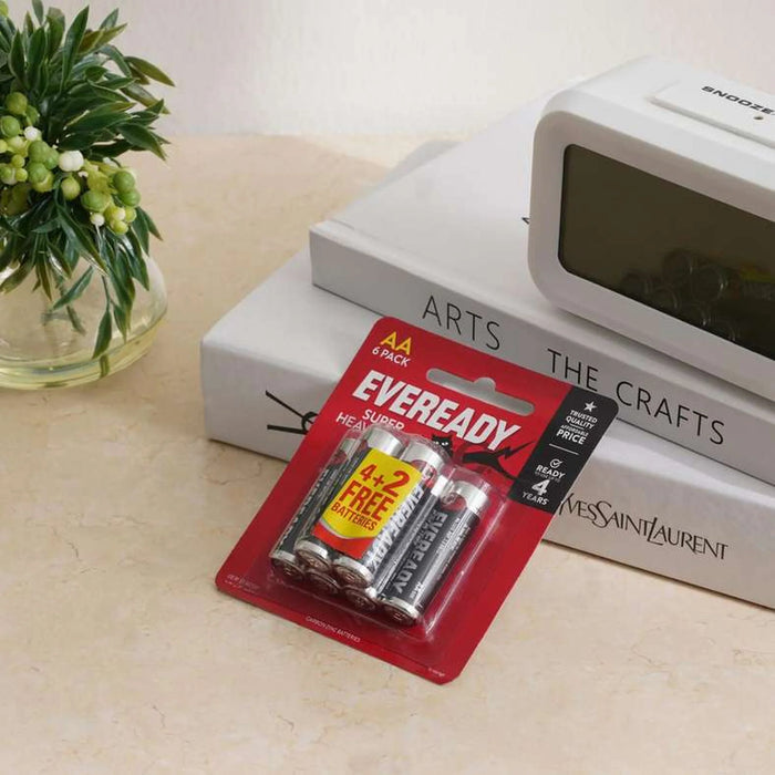 Eveready Black Super Heavy 1.5V 6-Pieces Aa Battery