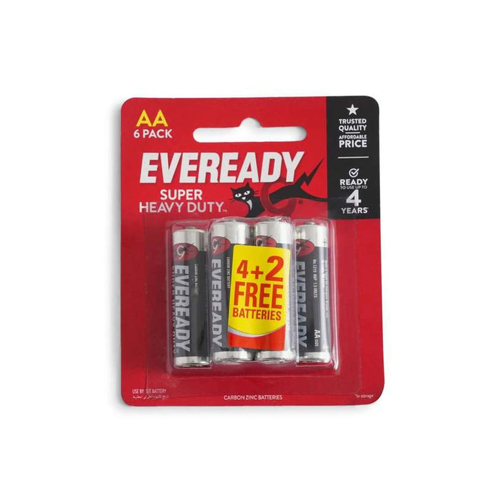 Eveready Black Super Heavy 1.5V 6-Pieces Aa Battery