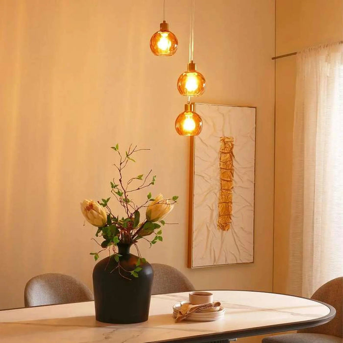 Everglow 3-Lights E-27 Pendant Lamp 25X120Cm - Gold Pan Home