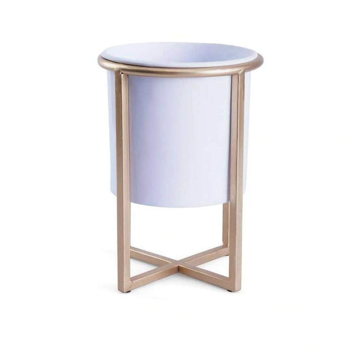 Everret Metal Planter White/Gold D15X25Cm Pan Home