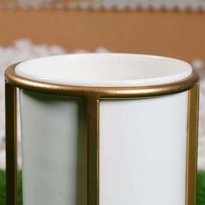 Everret Metal Planter White/Gold D20X25Cm Pan Home
