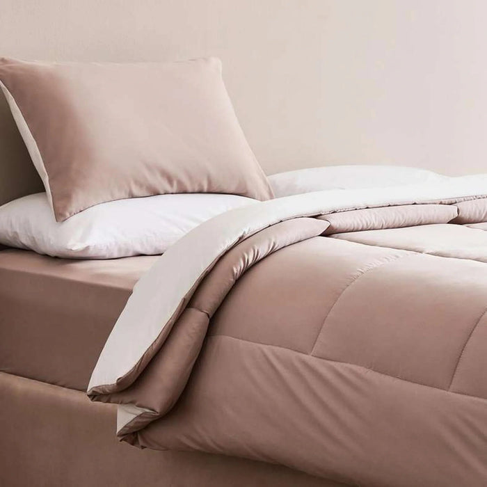 Everyday 2-Piece Reversible Single Comforter Set 135X220Cm - Dark Beige/Ivory Pan Home