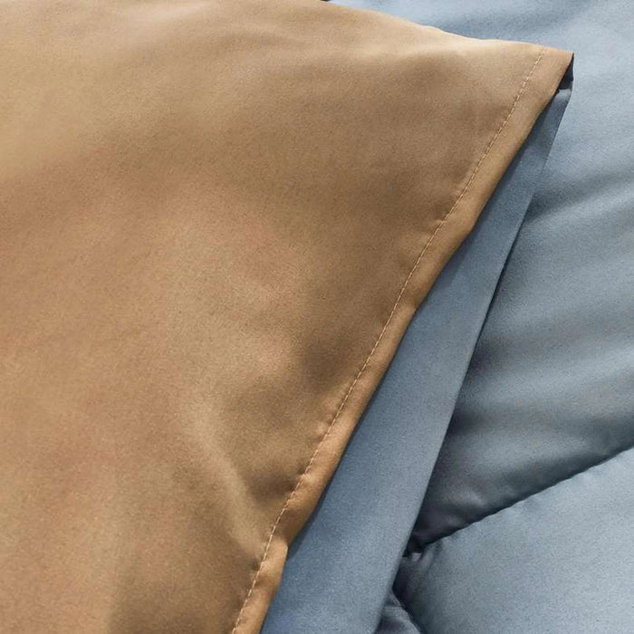 Everyday 2-Piece Reversible Single Comforter Set 135X220Cm - Metallic Blue/ Mustard Pan Home