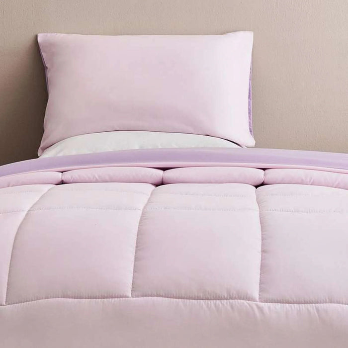 Everyday 2-Piece Reversible Single Comforter Set 135X220Cm - Pink/ Lilac Pan Home