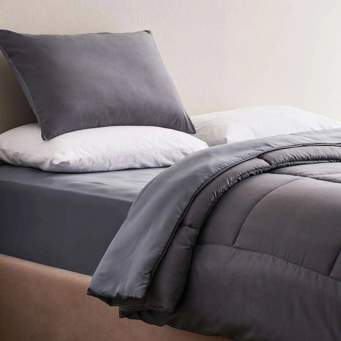 Everyday 2-Piece Reversible Single Comforter Set 135X220Cm - Silver/ Grey Pan Home