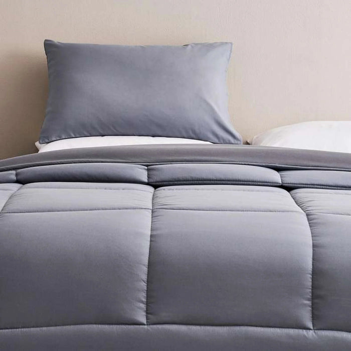 Everyday 2-Piece Reversible Single Comforter Set 135X220Cm - Silver/ Grey Pan Home