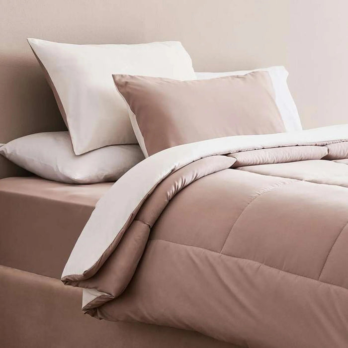 Everyday 3-Piece Reversible Full Comforter Set 160X220Cm - Dark Beige/Ivory Pan Home