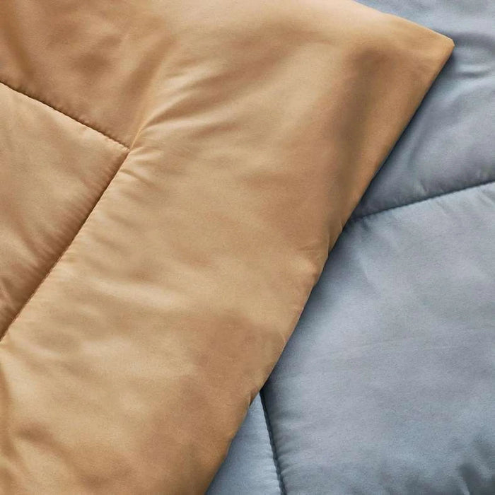 Everyday 3-Piece Reversible Full Comforter Set 160X220Cm - Metallic Blue/ Mustard Pan Home