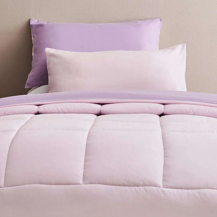 Everyday 3-Piece Reversible Full Comforter Set 160X220Cm - Pink/ Lilac Pan Home