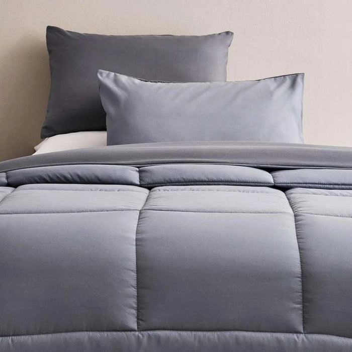 Everyday 3-Piece Reversible Full Comforter Set 160X220Cm - Silver/ Grey Pan Home