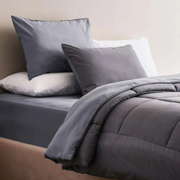 Everyday 3-Piece Reversible Queen Comforter Set 200X240Cm - Silver/ Grey Pan Home