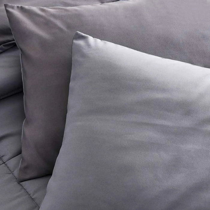 Everyday 3-Piece Reversible Queen Comforter Set 200X240Cm - Silver/ Grey Pan Home