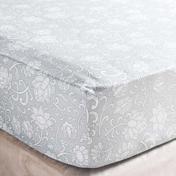 Everyday Floral Printed Super King Fitted Sheet 200X200+33Cm-Grey